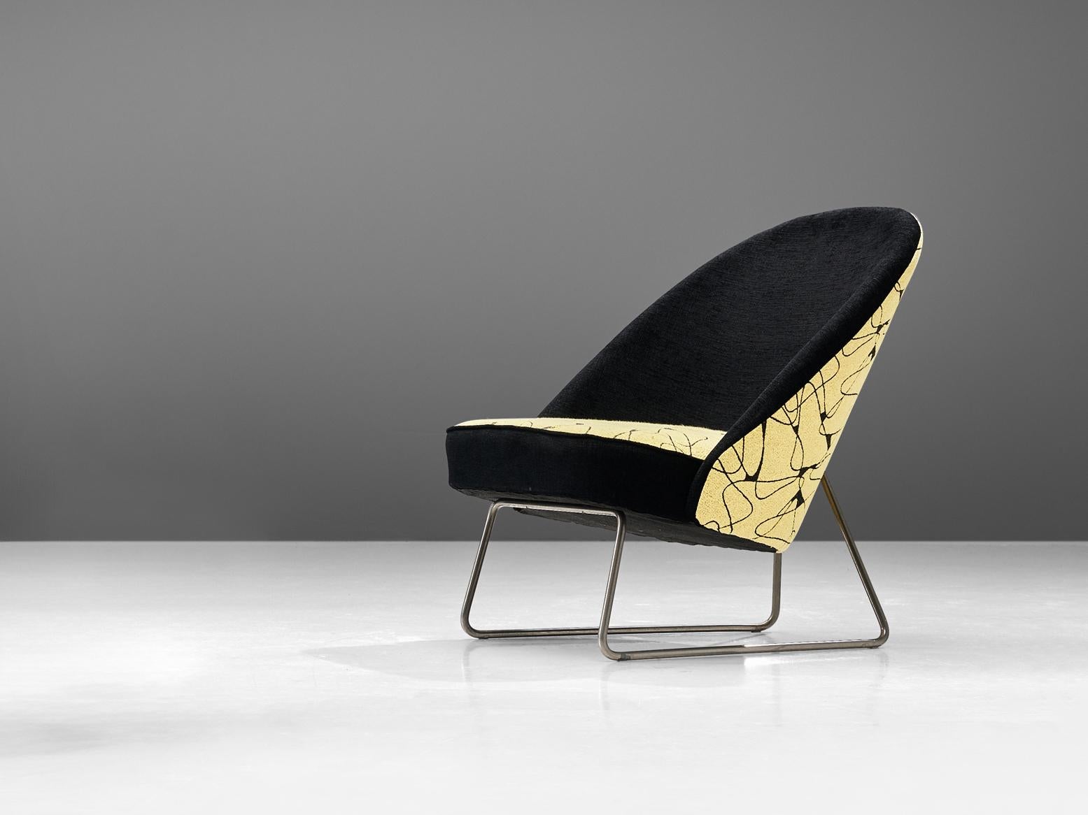 Silla de salón Theo Ruth en tela estampada Moderno de mediados de siglo en venta