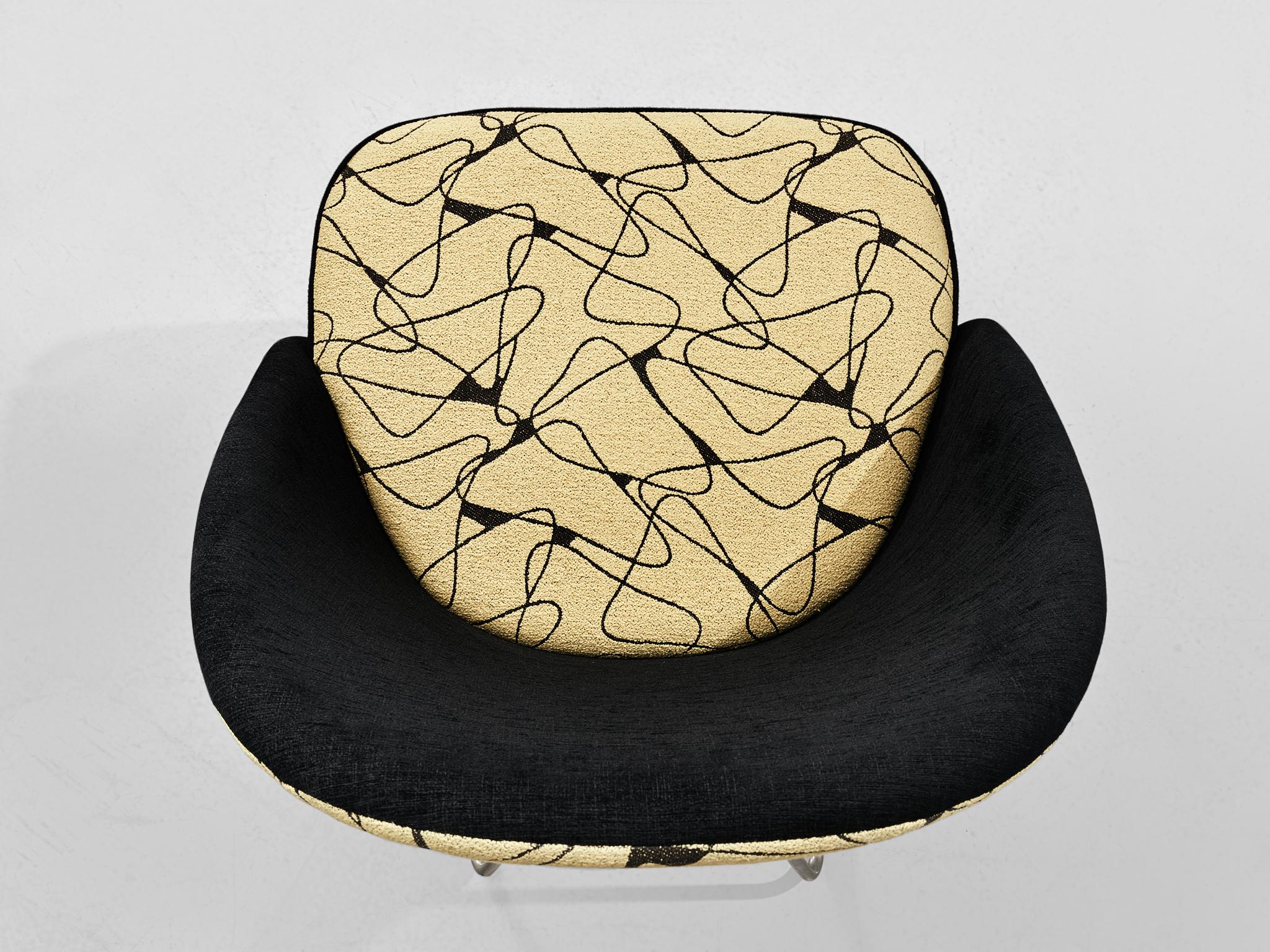 Silla de salón Theo Ruth en tela estampada mediados del siglo XX en venta