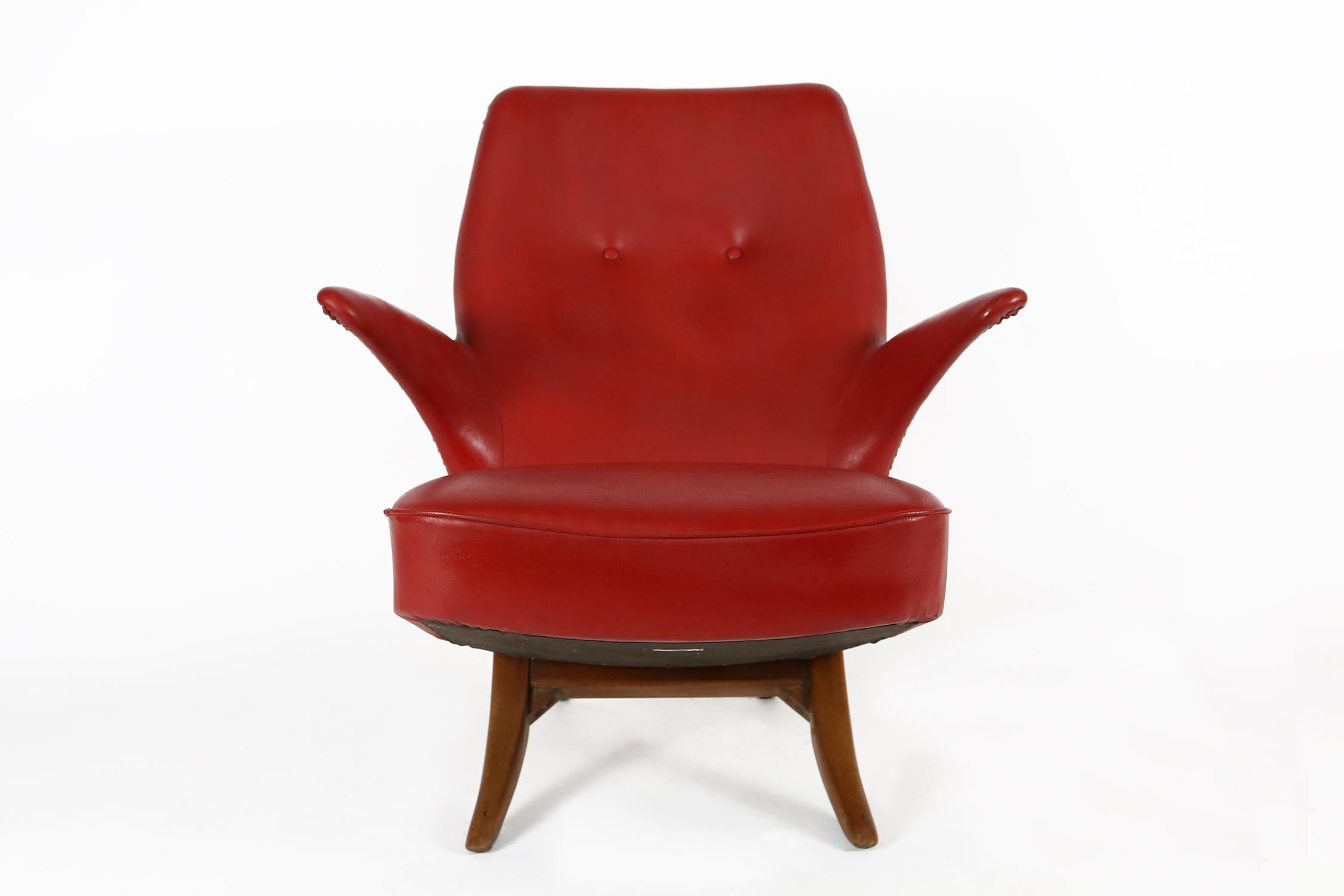 Dutch Theo Ruth Mid-Century Modern Armchair Model Penguin for Artifort, 1957 For Sale