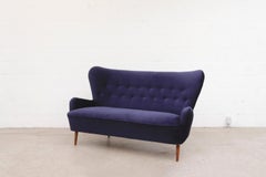 Theo Ruth Navy Velvet Sofa for Artifort, 1953