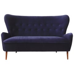 Theo Ruth Navy Velvet Sofa for Artifort, 1953