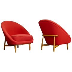 Theo Ruth Pair of Club Chairs in Red for Artifort, The Netherlands 1958