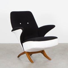 Theo Ruth Penguin Armchair in Black and White Fabric for Artifort, Netherlands