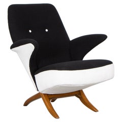 Theo Ruth Penguin Armchair in Black and White Fabric for Artifort, Netherlands