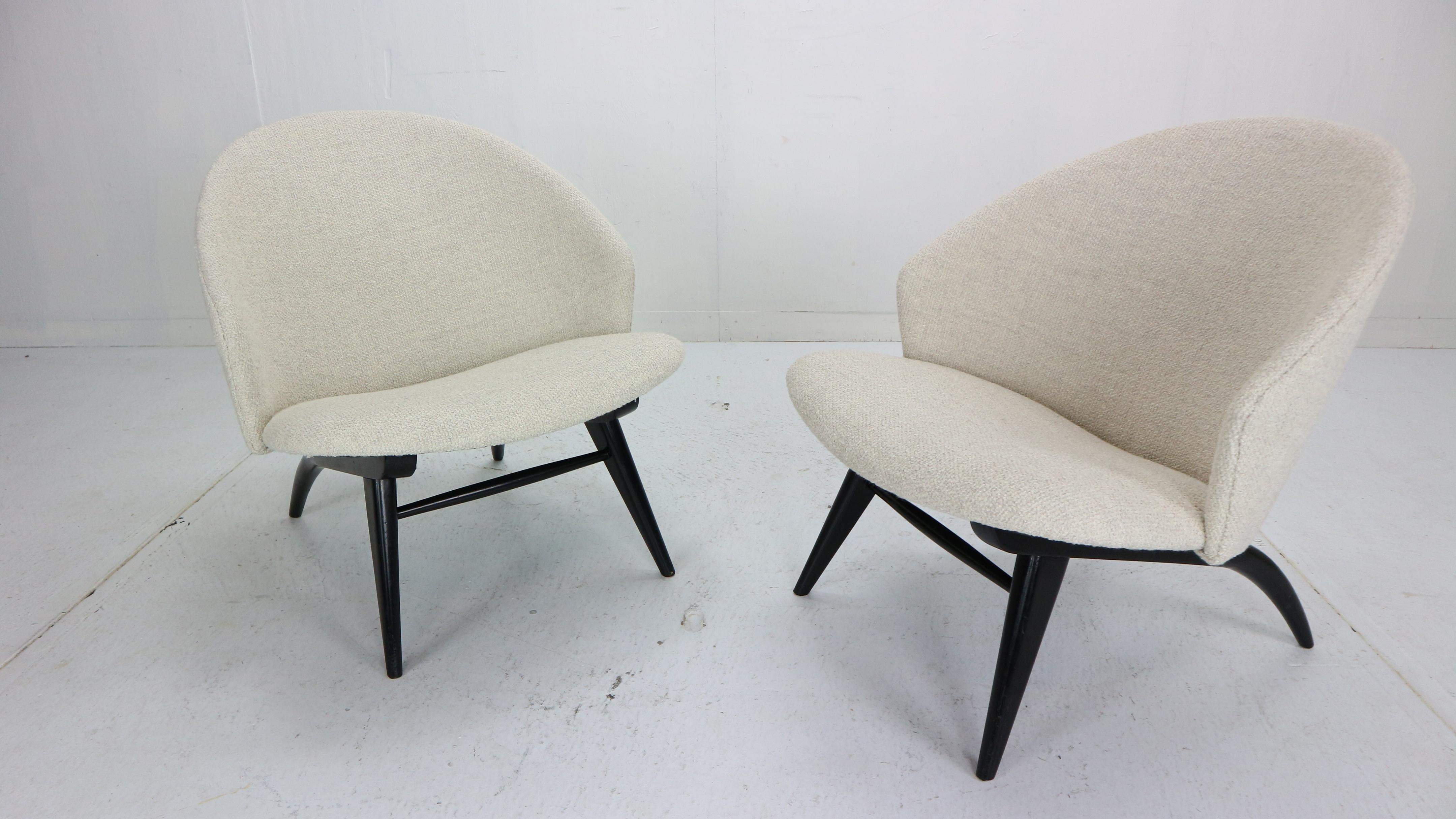 Dutch Theo Ruth Set of Two Lounge Chairs for Artifort, 1950s