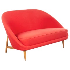 Theo Ruth Sofa / Loveseat Model 115 in Red Wool for Artifort, Netherlands