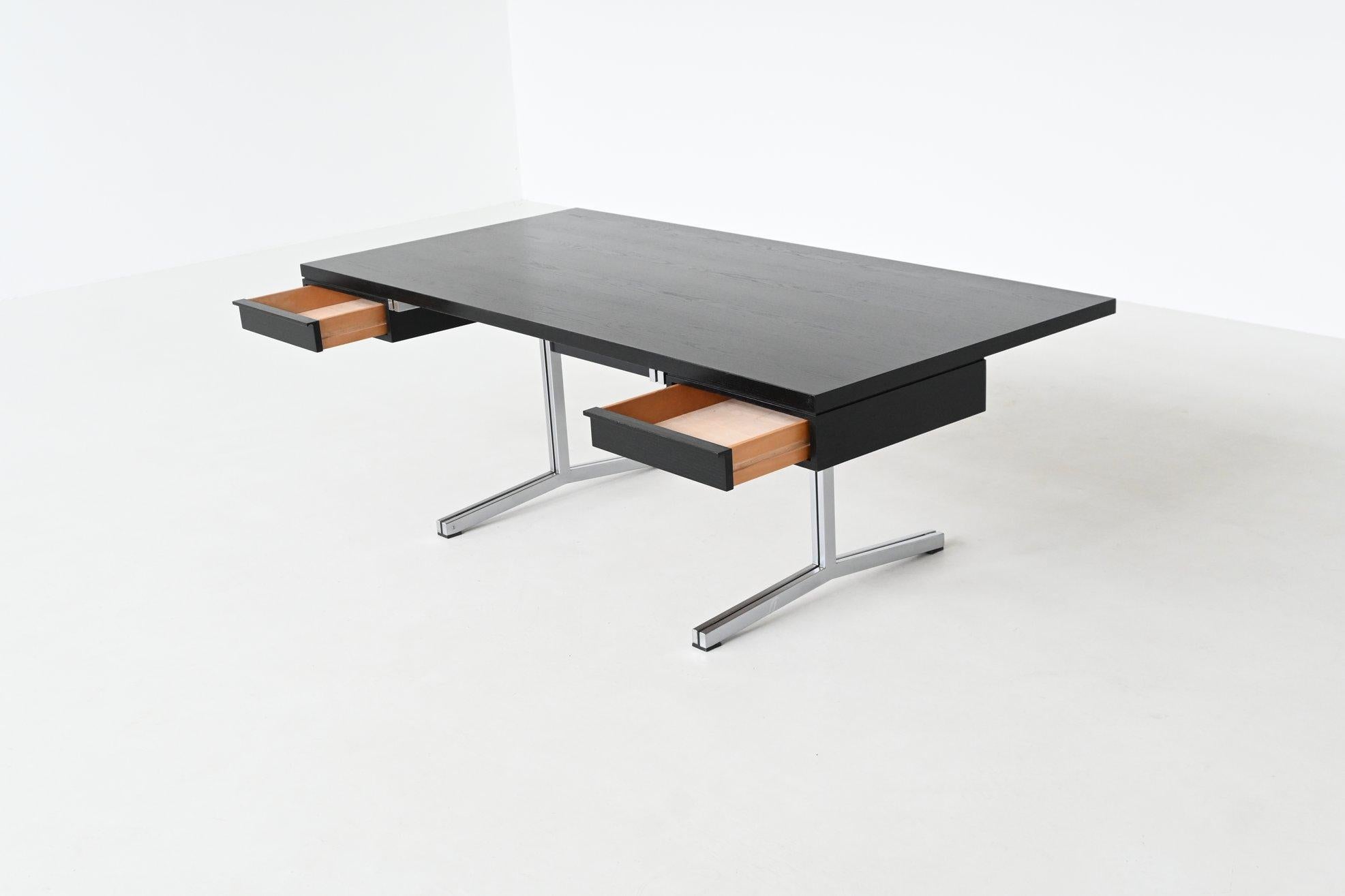 Theo Tempelman large writing desk in black AP Originals The Netherlands 1960 For Sale 5