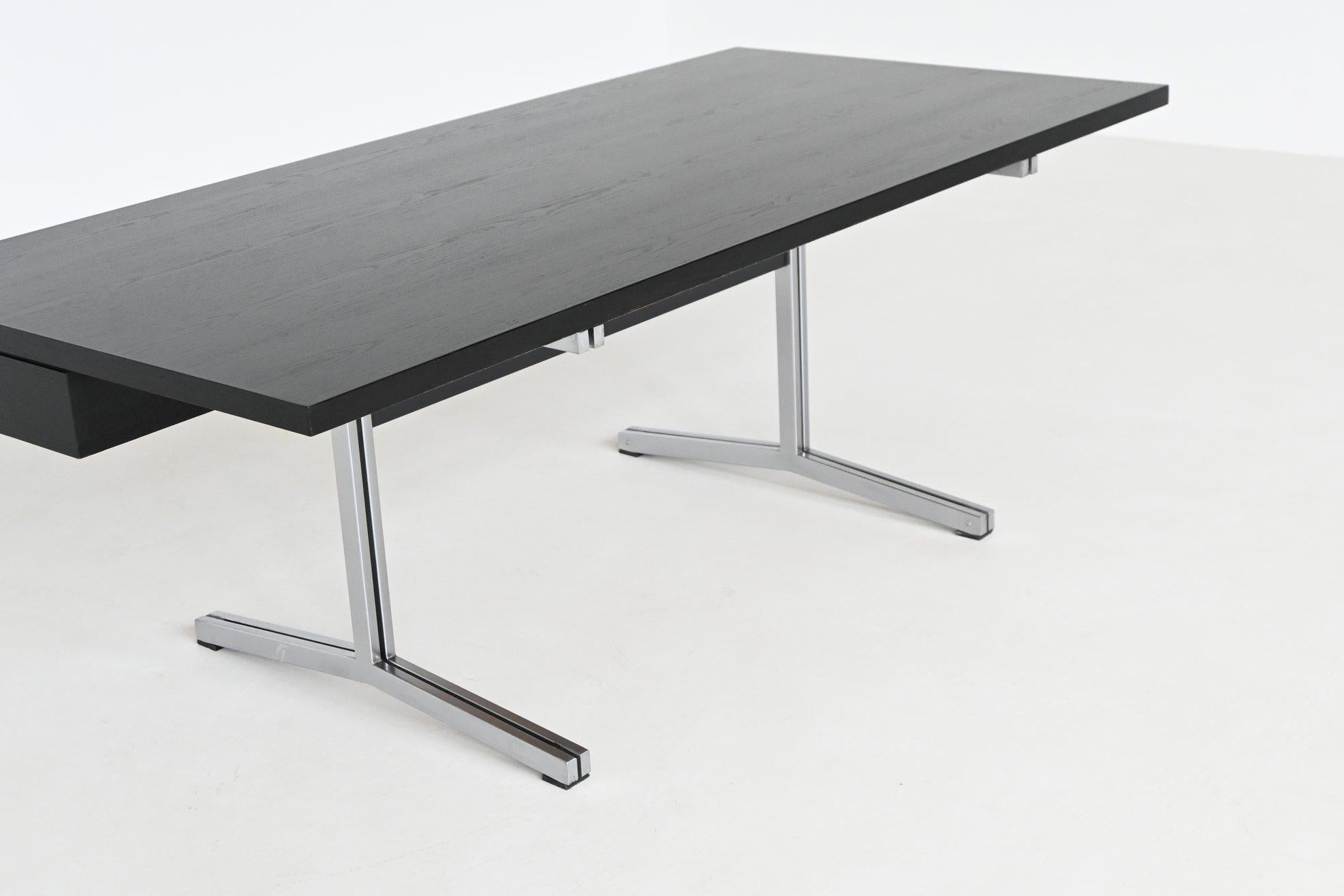 Theo Tempelman large writing desk in black AP Originals The Netherlands 1960 For Sale 9