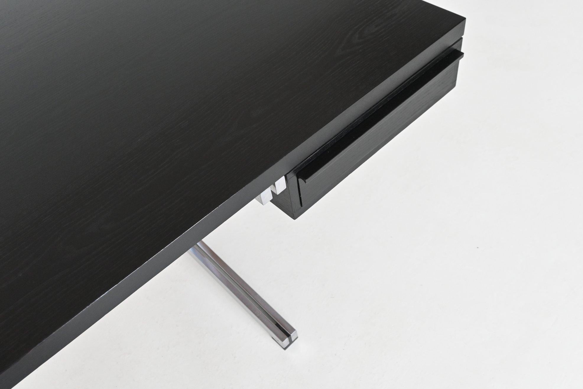 Metal Theo Tempelman large writing desk in black AP Originals The Netherlands 1960 For Sale