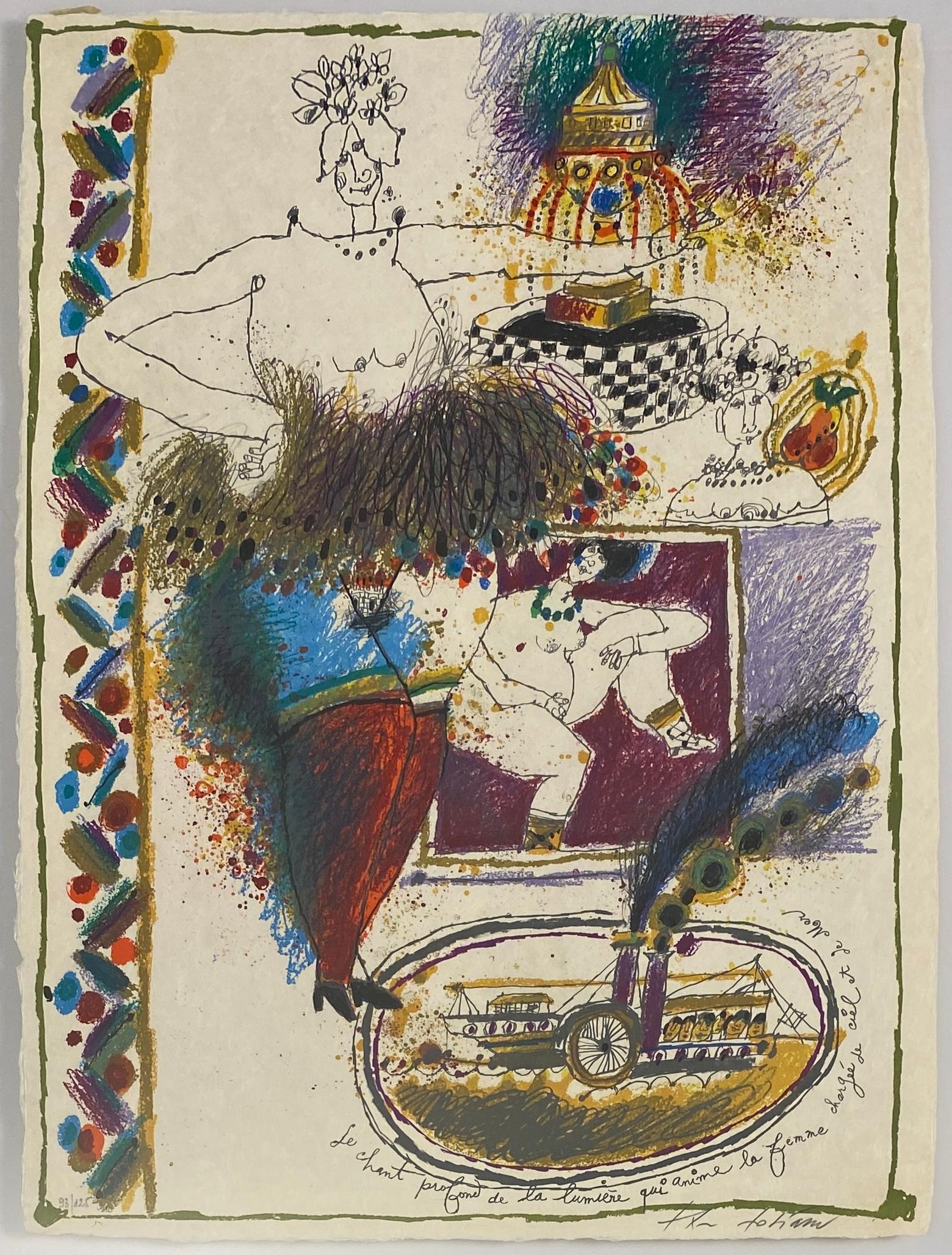 Theo Tobiasse Figurative Farblithographie, handsigniert und datiert (Französisch) im Angebot