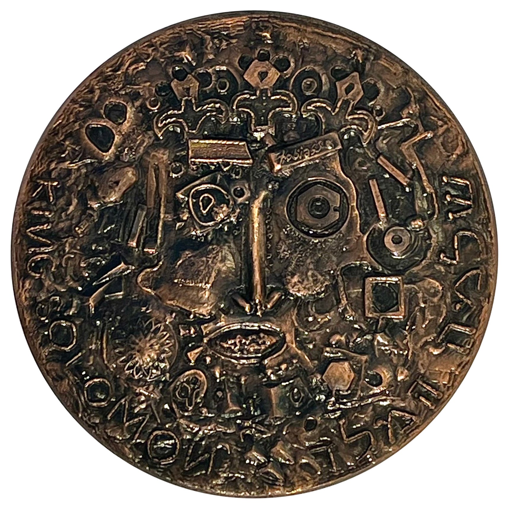 Theo Tobiasse : "King Salomon" 200 ex. patinated bronze medal 1976 For Sale