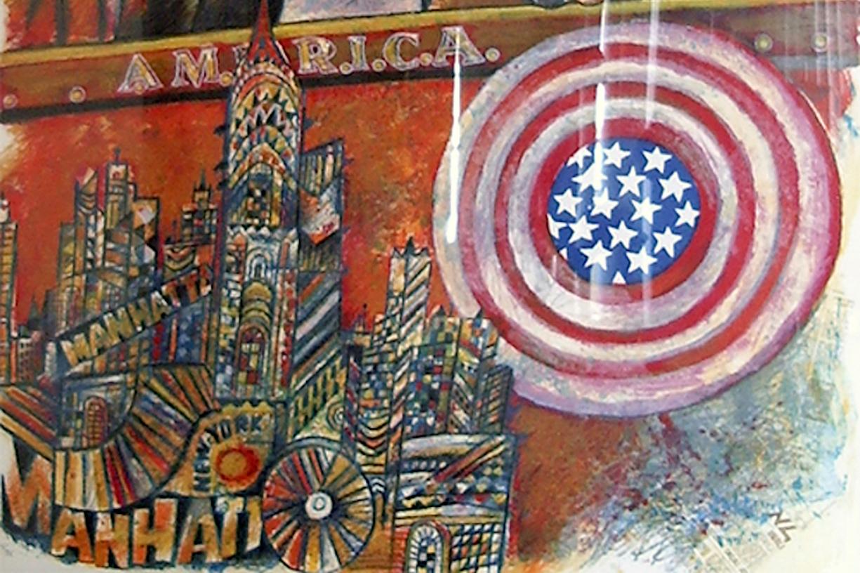 États-Unis - Marron Abstract Painting par Théo Tobiasse