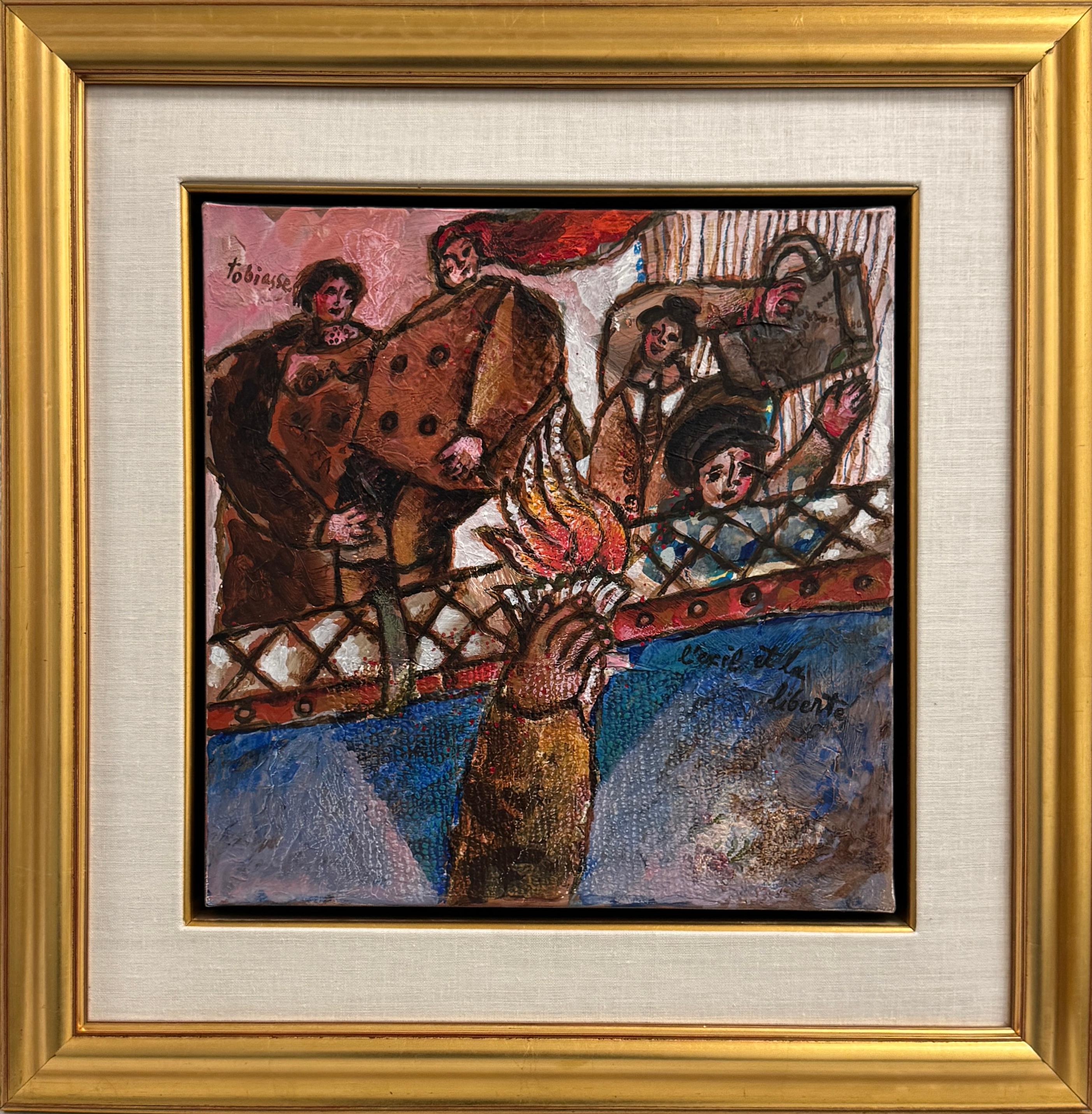 Théo Tobiasse Figurative Painting - L’exil et la liberte (Exile and Liberty)