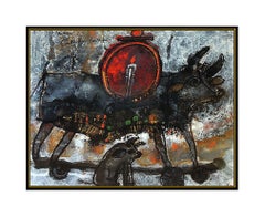 Theo Tobiasse Original Oil Painting Hand Signed French Modernism Animal Artwork