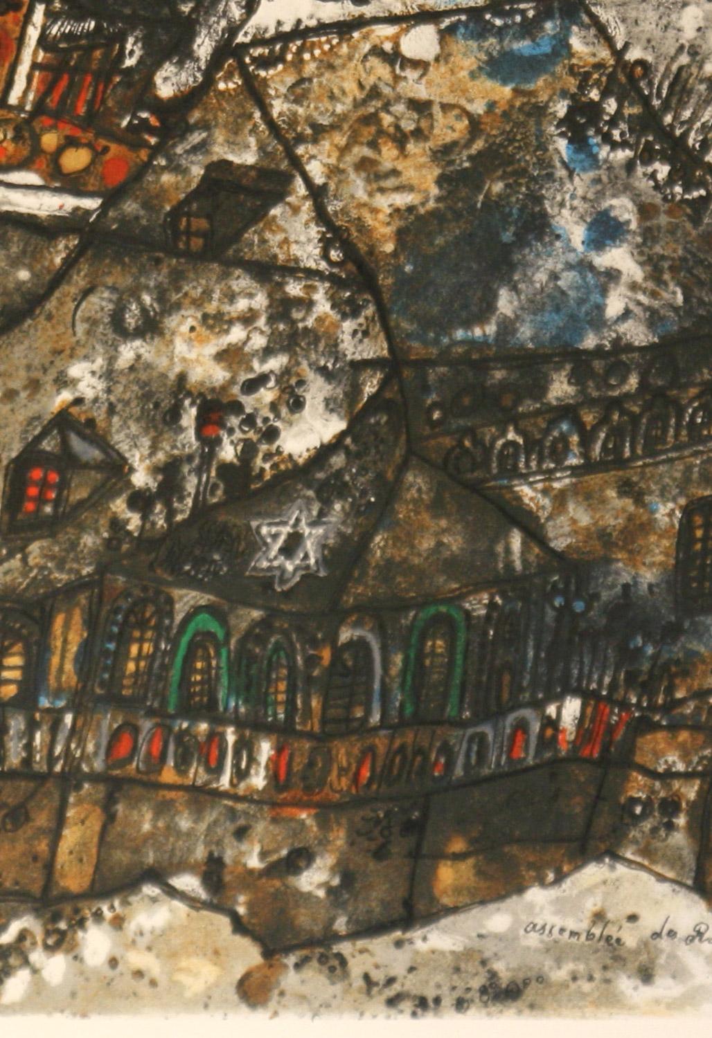      Assemblee des Rabbins et Notables au 16 siecle dans un village de Lithuanie ist ein künstlerischer Originalabzug
 ( E. A. ) Lithographie von Theo Tobiasse (geb. 1927 -2012) , einem international erfolgreichen französischen Maler, Graveur,