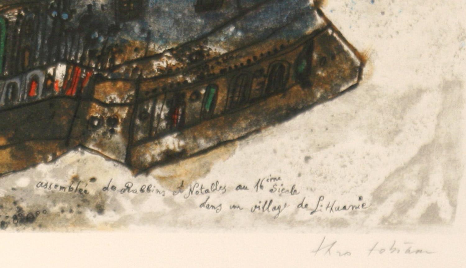 Assemblée des Lapins et des Notables... lithographie originale de Theo Tobiasse - Expressionnisme abstrait Print par Théo Tobiasse