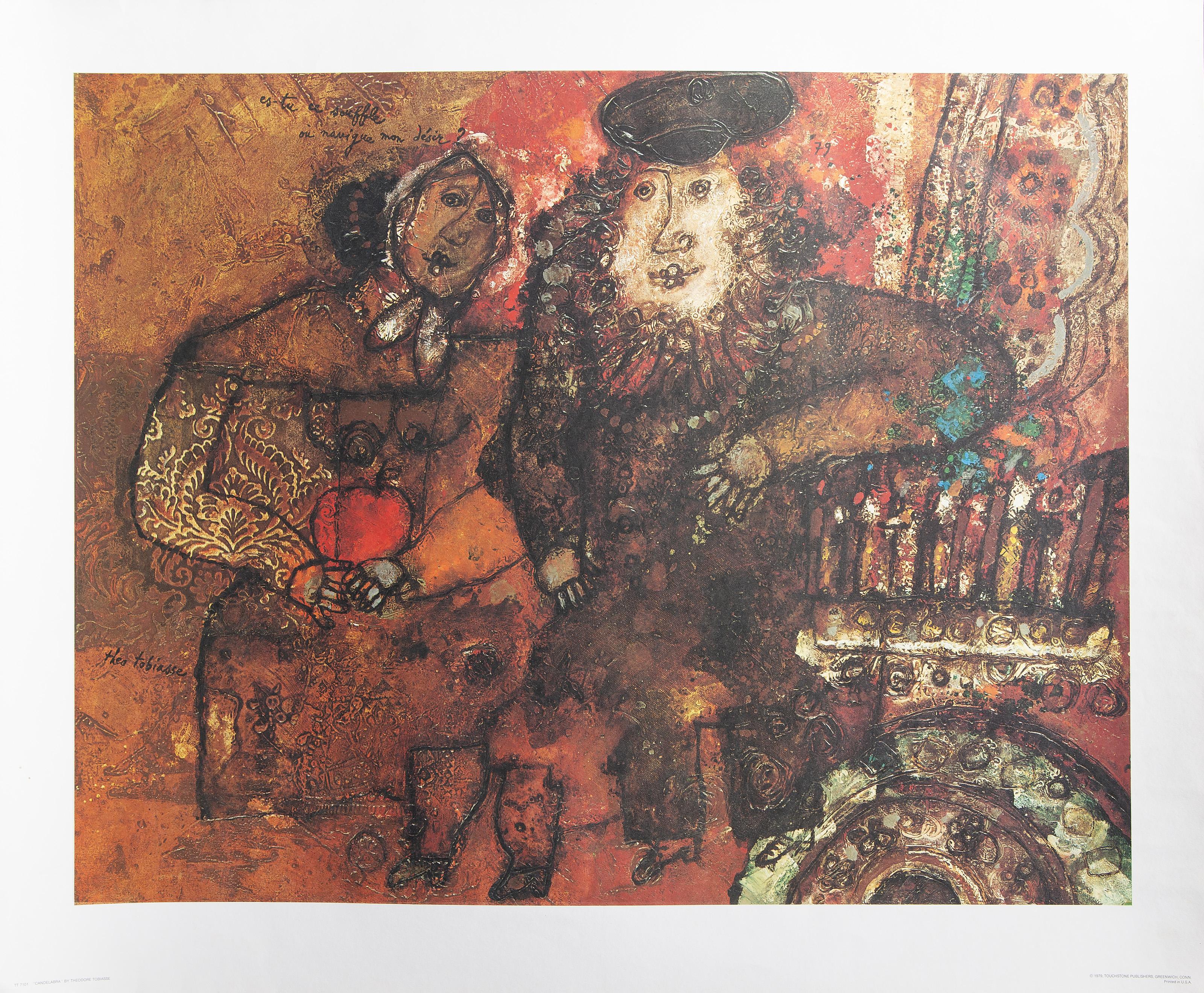  Theo Tobiasse, After, French/Israeli (1927 - 2012) -  Candelabra, Year: 1979, Medium: Poster, Image Size: 20.25 x 26.5 inches, Size: 24.75 x 30.5 in. (62.87 x 77.47 cm), Publisher: Touchstone Publishers, Greenwich, CT 
