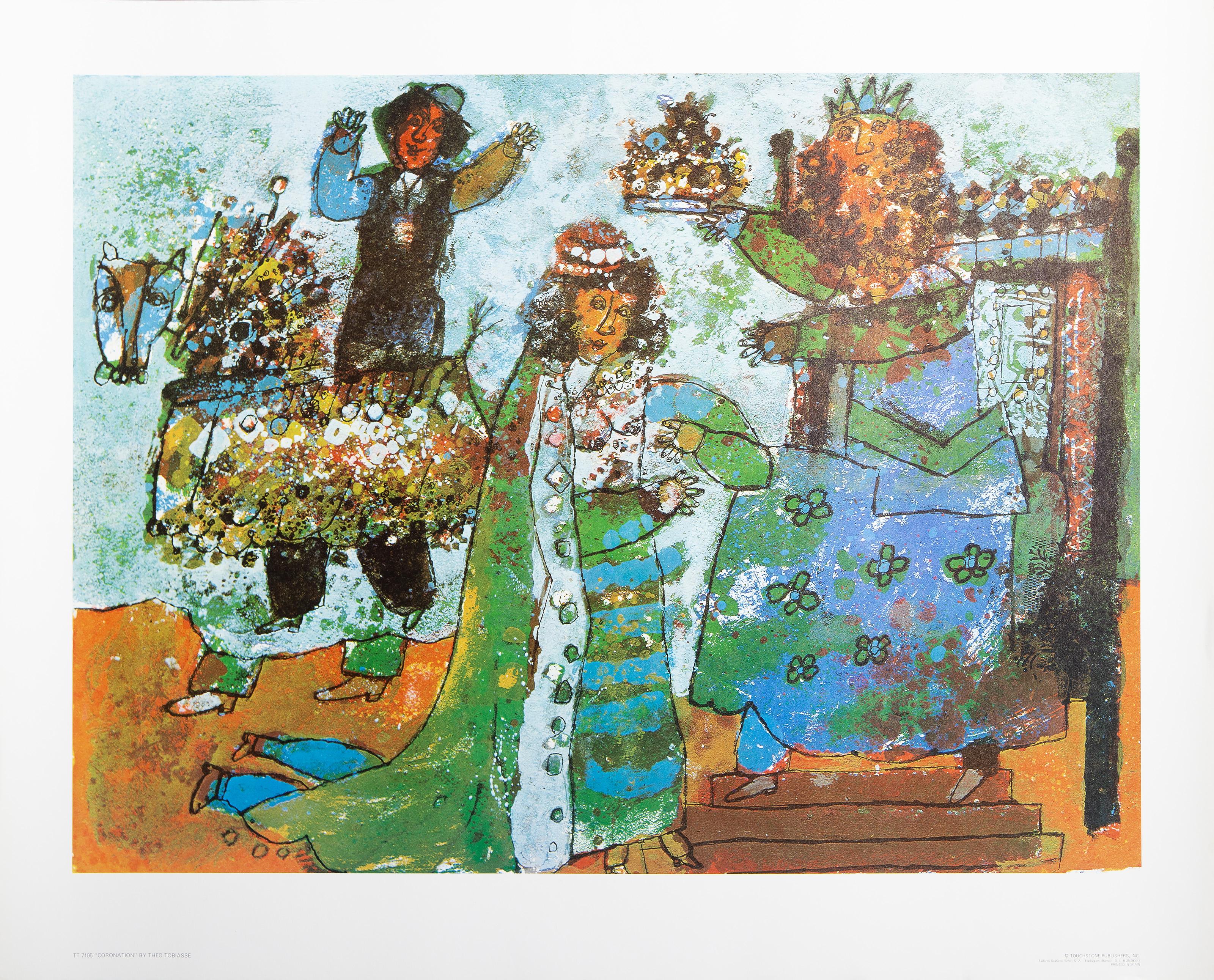  Theo Tobiasse, After, French/Israeli (1927 - 2012) -  Coronation, Year: circa 1980, Medium: Poster, Image Size: 20.25 x 26.5 inches, Size: 24.75 x 30.5 in. (62.87 x 77.47 cm), Printer: Talleres Graficos Soler, Spain, Publisher: Touchstone