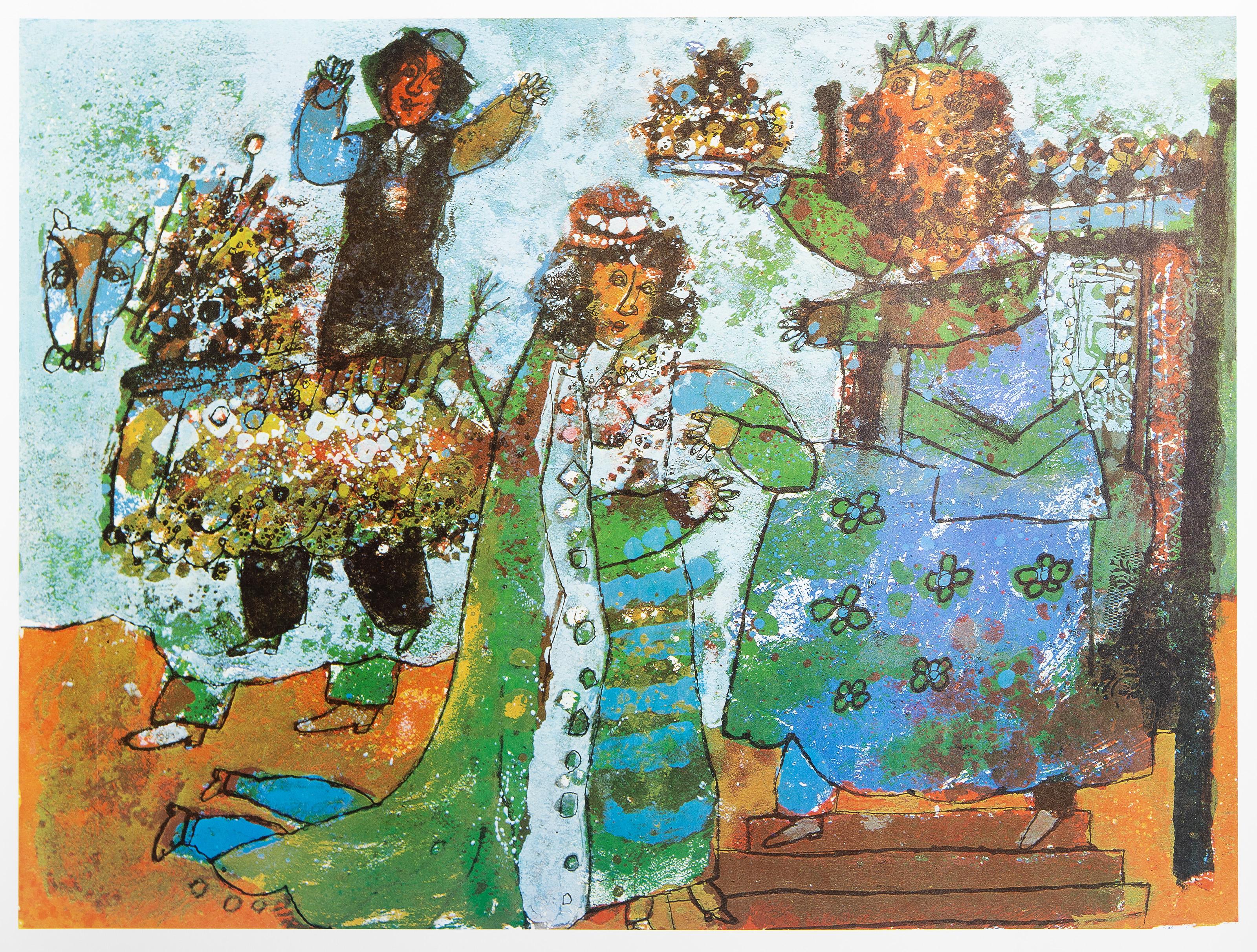 Théo Tobiasse Interior Print - Coronation, Surrealist Poster after Theo Tobiasse