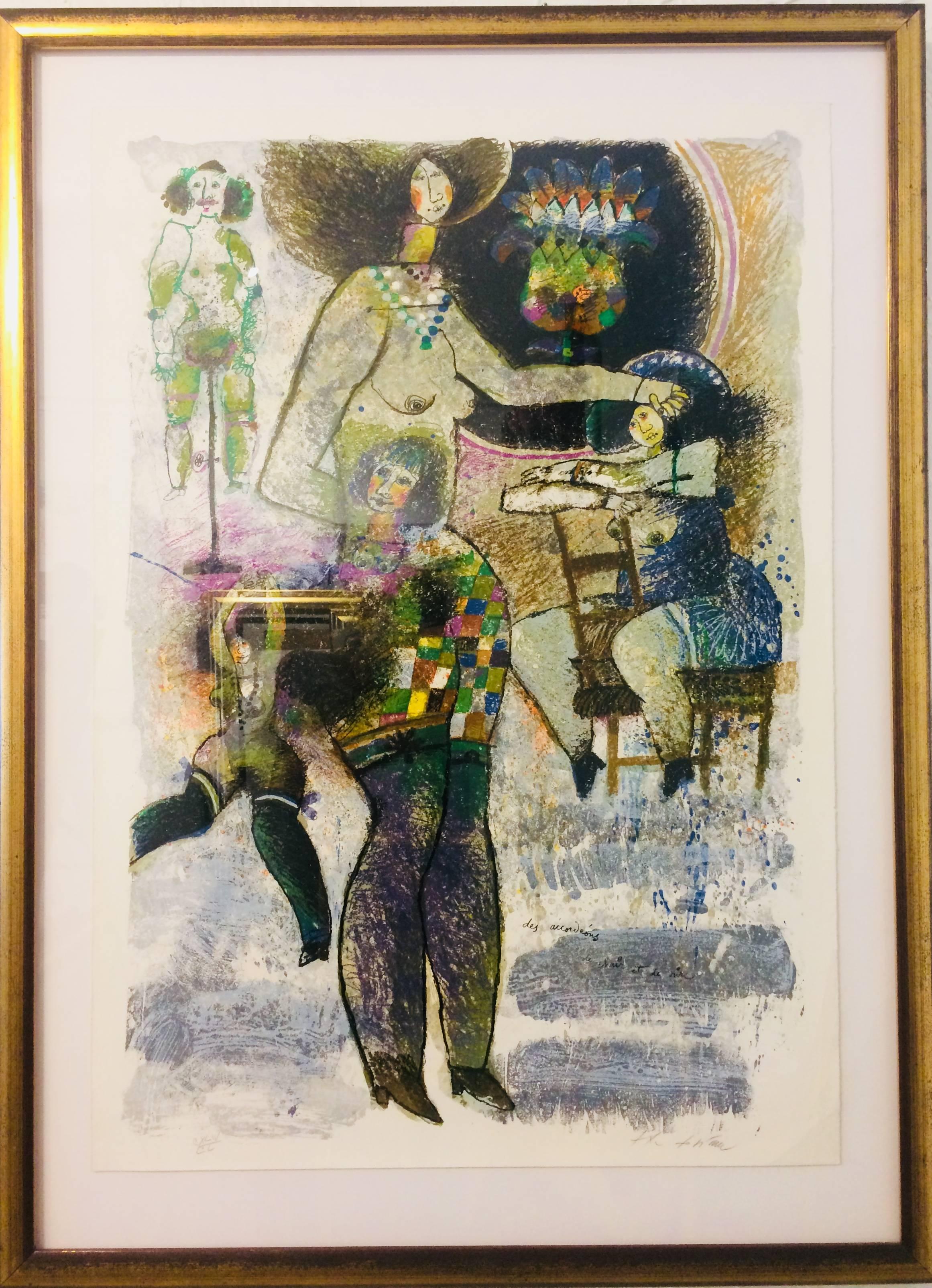 Figurative Print de Théo Tobiasse - Des Accordeons De Chair Et Le Eire Serigrafía