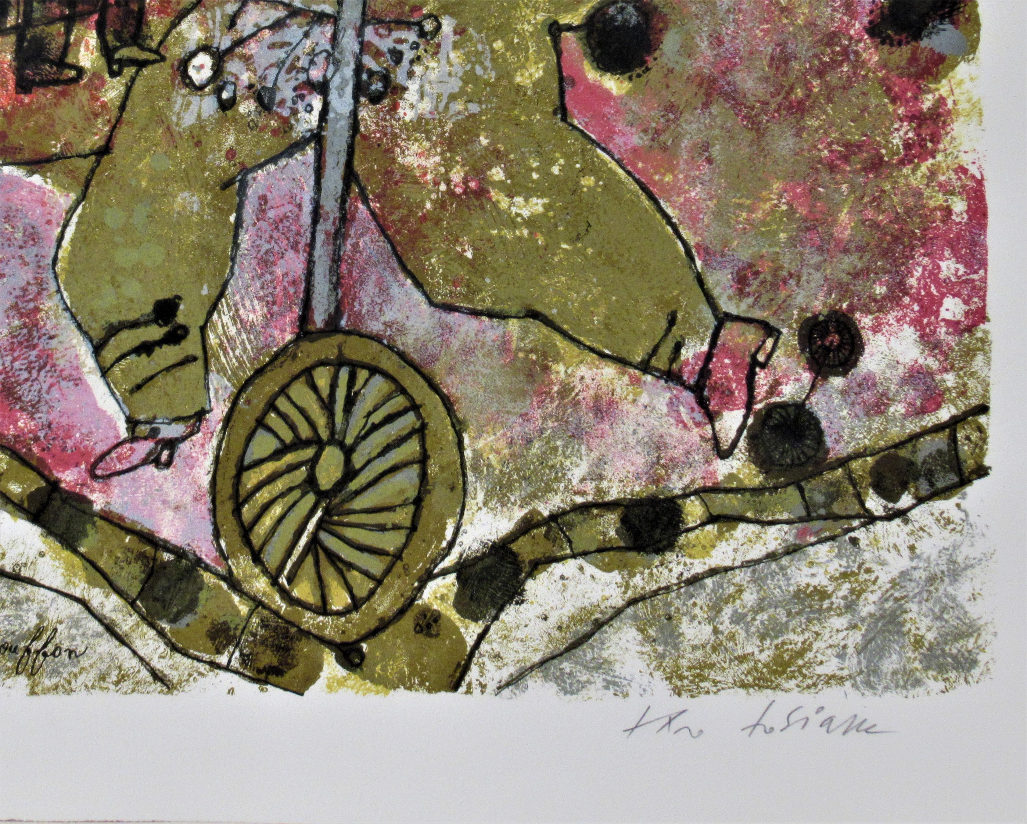 Artiste :   Theo Tobiasse (français/israélien, 1927-2012)
Titre :   La Princesse et le Bouffon
Année :   1978
Moyen :	Lithographie couleur
Edition :	Numéroté 60/175 au crayon
Papier :	Vélin
Taille de l'image :   26.5 x 19.35 pouces
format de papier