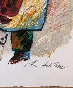 Large French Judaica Lithograph Carborundum Etching Jewish Hebrew Embossing