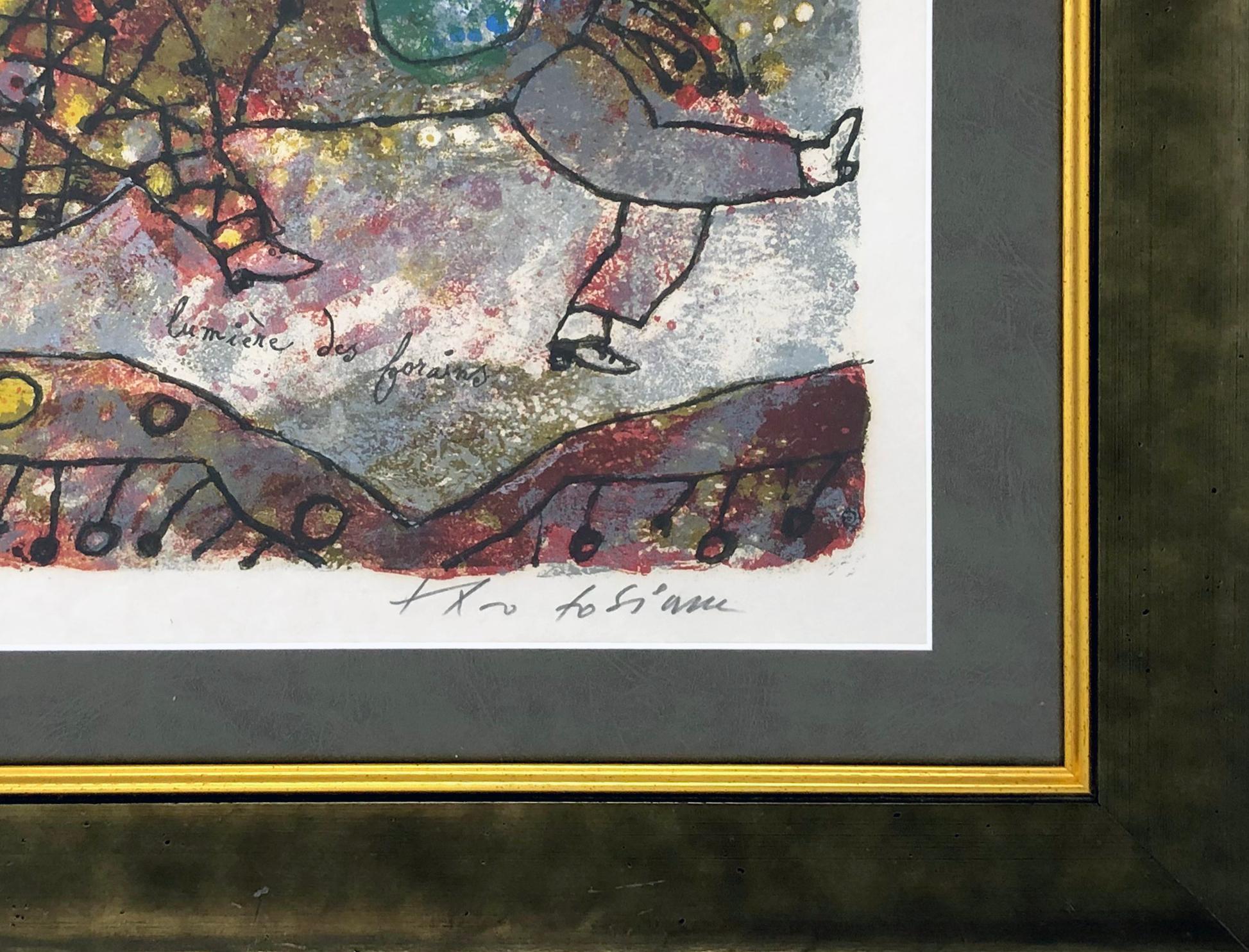 Lumiere Des Forains (framed hand signed lithograph) - Impressionist Print by Théo Tobiasse