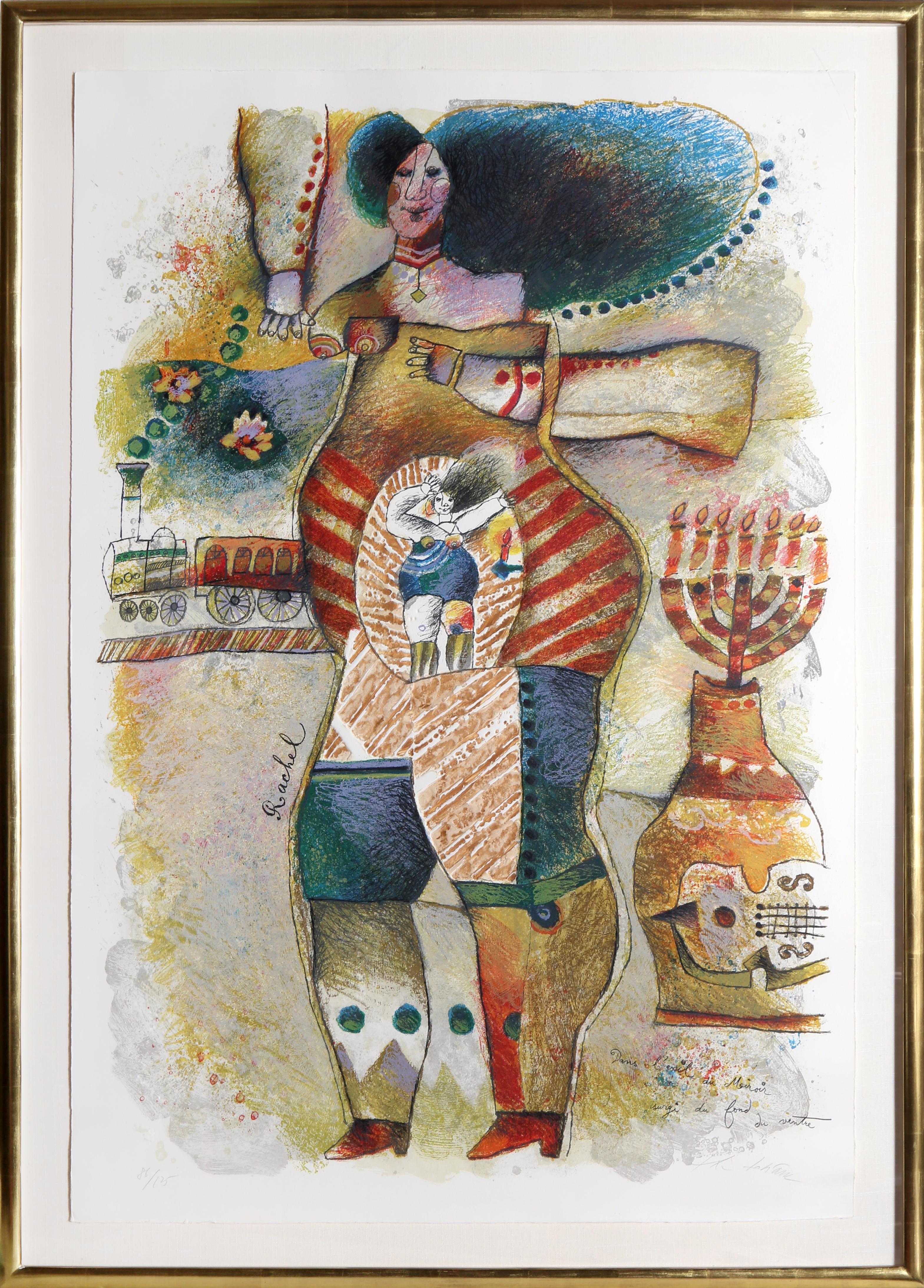 Figurative Print di Théo Tobiasse - Rachel, litografia incorniciata di grandi dimensioni di Theo Tobiasse