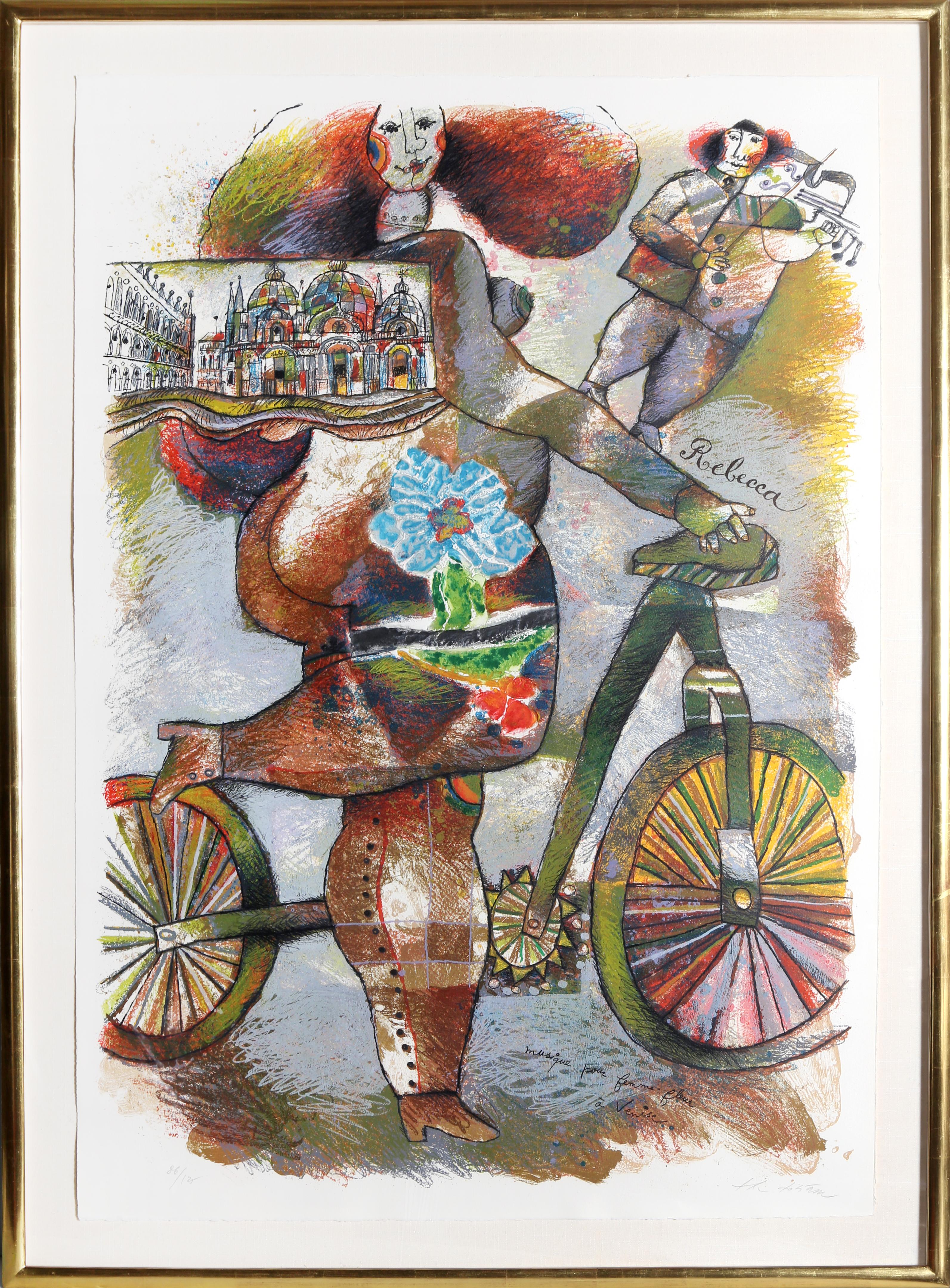 Théo Tobiasse Figurative Print - Rebecca, Large Framed Lithograph by Theo Tobiasse