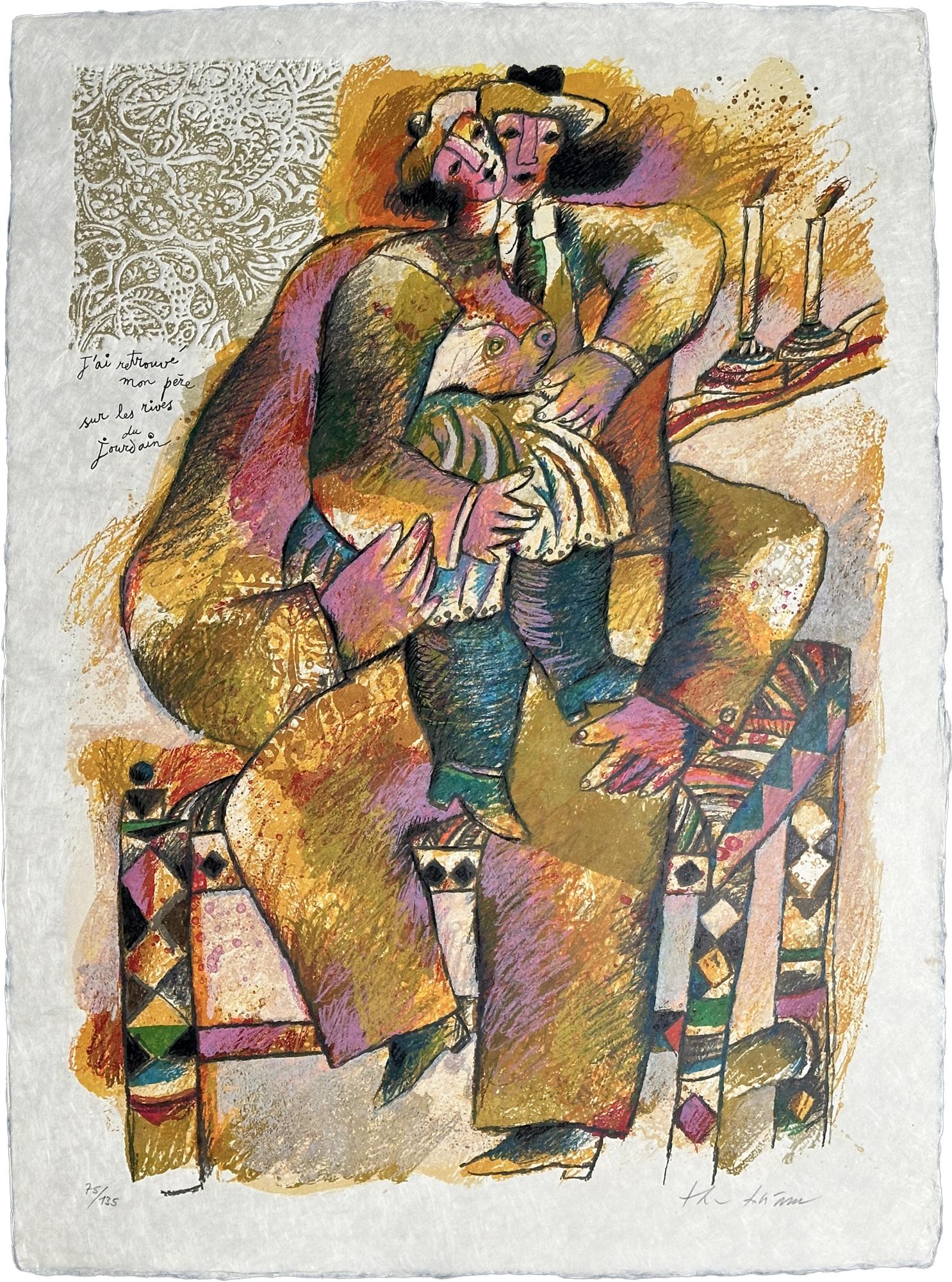 Figurative Print Théo Tobiasse - Signed 1983 Limited Edition J
ai retrouvé mon père sur les rives du Jourdain