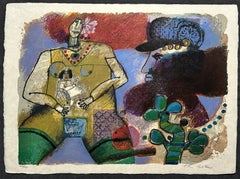 Litografía firmada sobre vitela japonesa Un hombre me cuenta la mañana de su lejano f