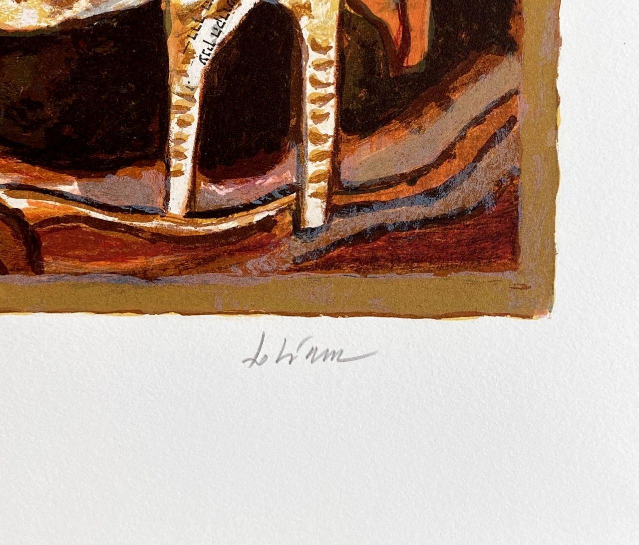 Song of Songs : Woman With a Chair - Lithographie originale signée à la main et numérotée - Marron Figurative Print par Théo Tobiasse