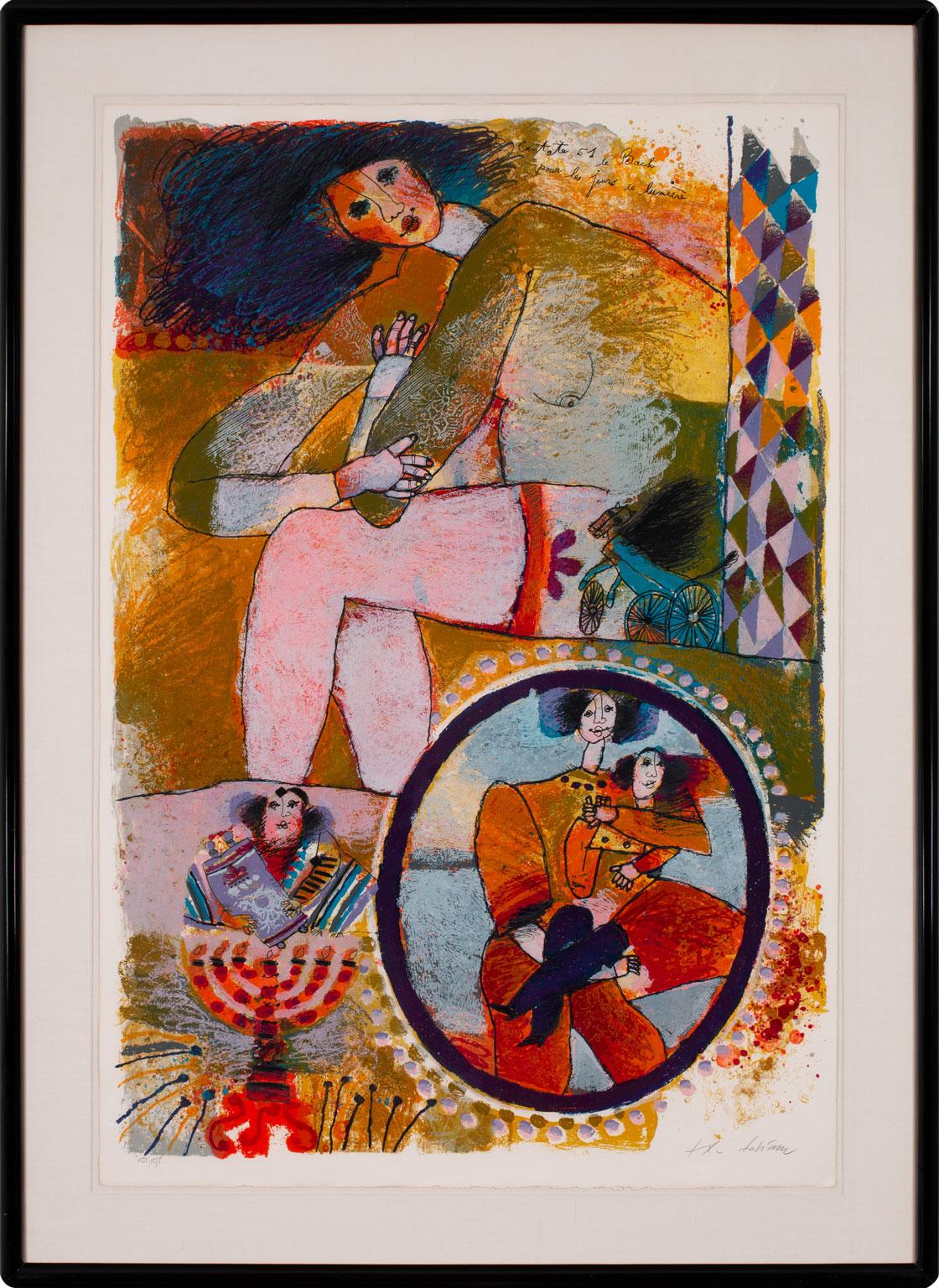 THÉO TOBIASSE – "CANTATE 51 DE BACH POUR LES JOURS DE LUMIÈRE"
⚜ Lithograph on paper ⚜ Hand signed and numbered ⚜ Conservation framed

SYMPHONIC FIGURATION FROM TOBIASSE’S FEMME SERIES
A luminous celebration of music, womanhood, and memory, “Cantate