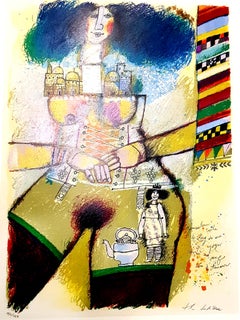 Théo Tobiasse - Jerusalem Inside - Original Lithograph with Collage