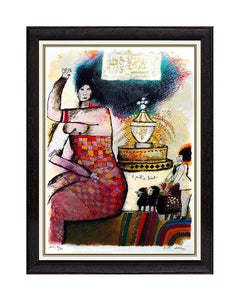 Theo Tobiasse LARGE Color Serigraph Hand Signed Nude Female Portrait Artwork SBO