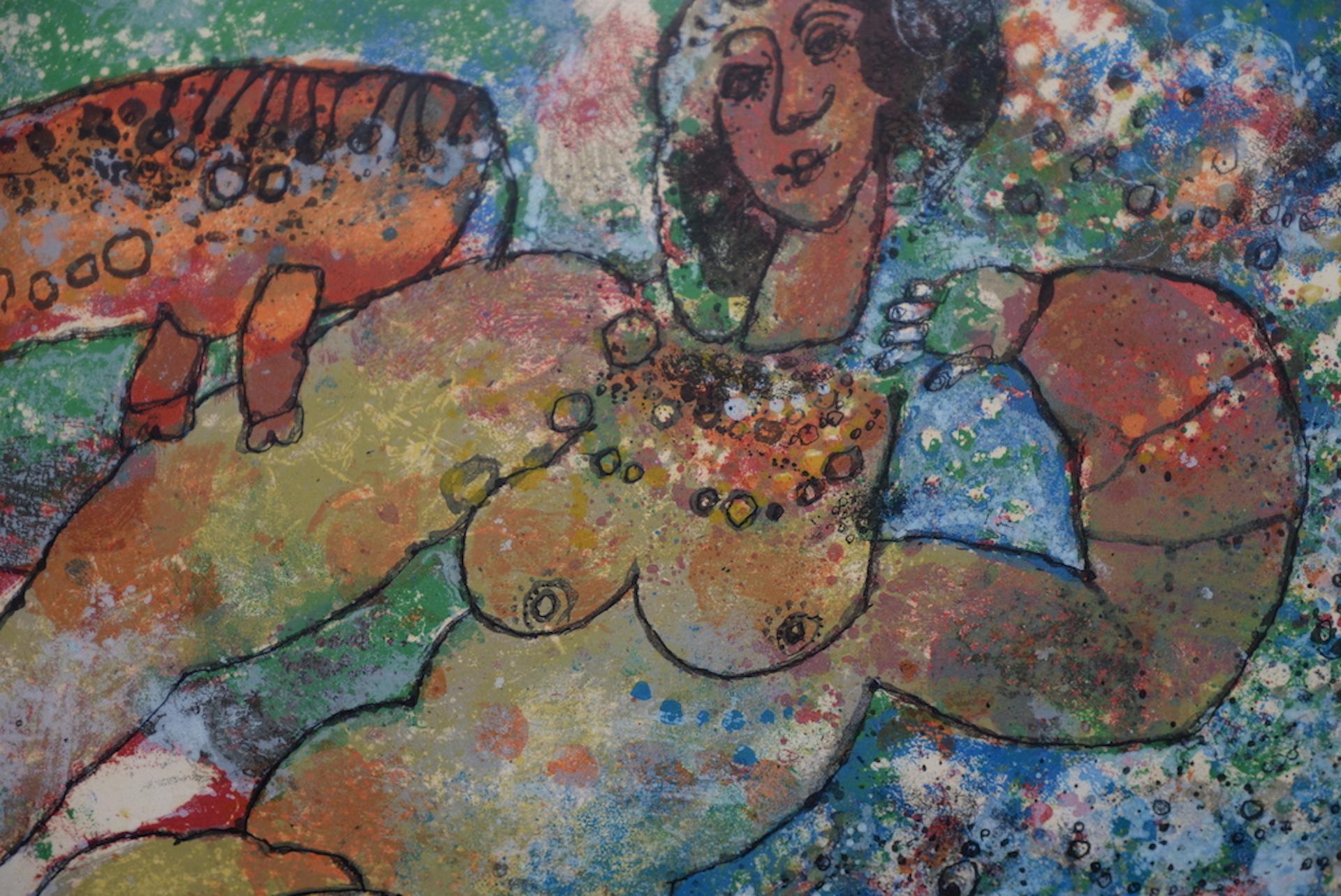 Theo Tobiasse - « Femme » - Lithographie originale en couleur signée / numérotée vers les années 1960 en vente 1