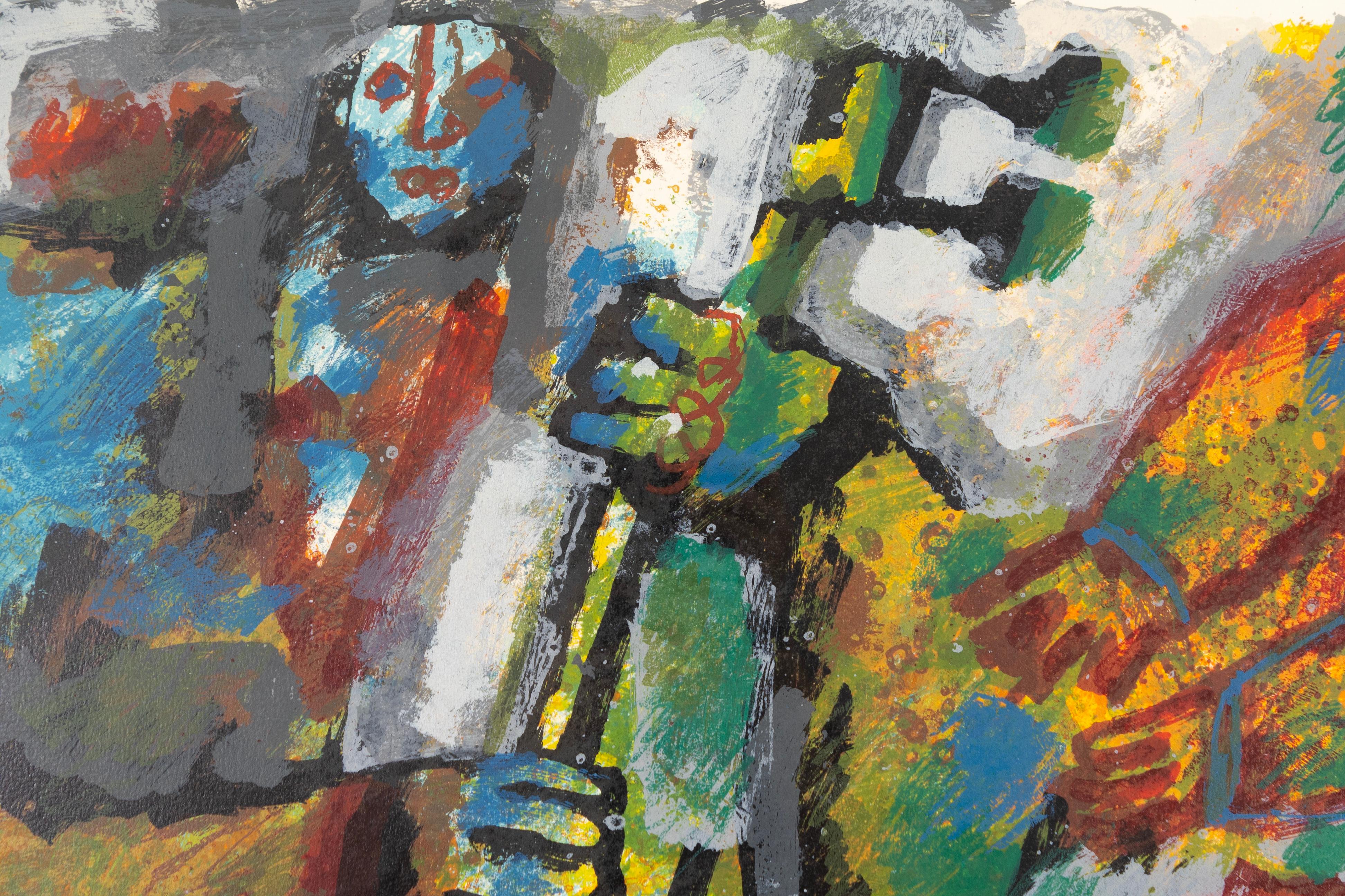 Theo Tobiasse - Serenade pour une Muse, c. 1990 Signed Contemporary Lithograph 1 (Moderne) im Angebot