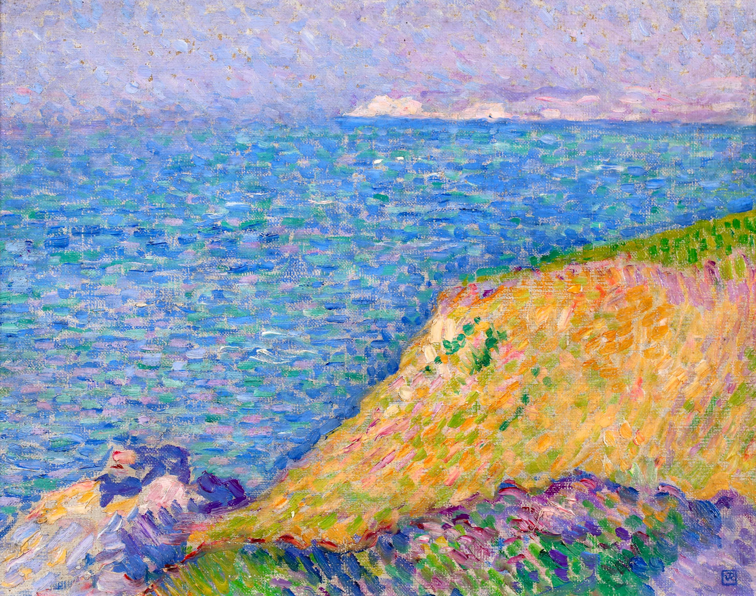 La Cote d'Opale -Impressionist Pointillist Landscape Oil - Theo van Rysselberghe For Sale 1