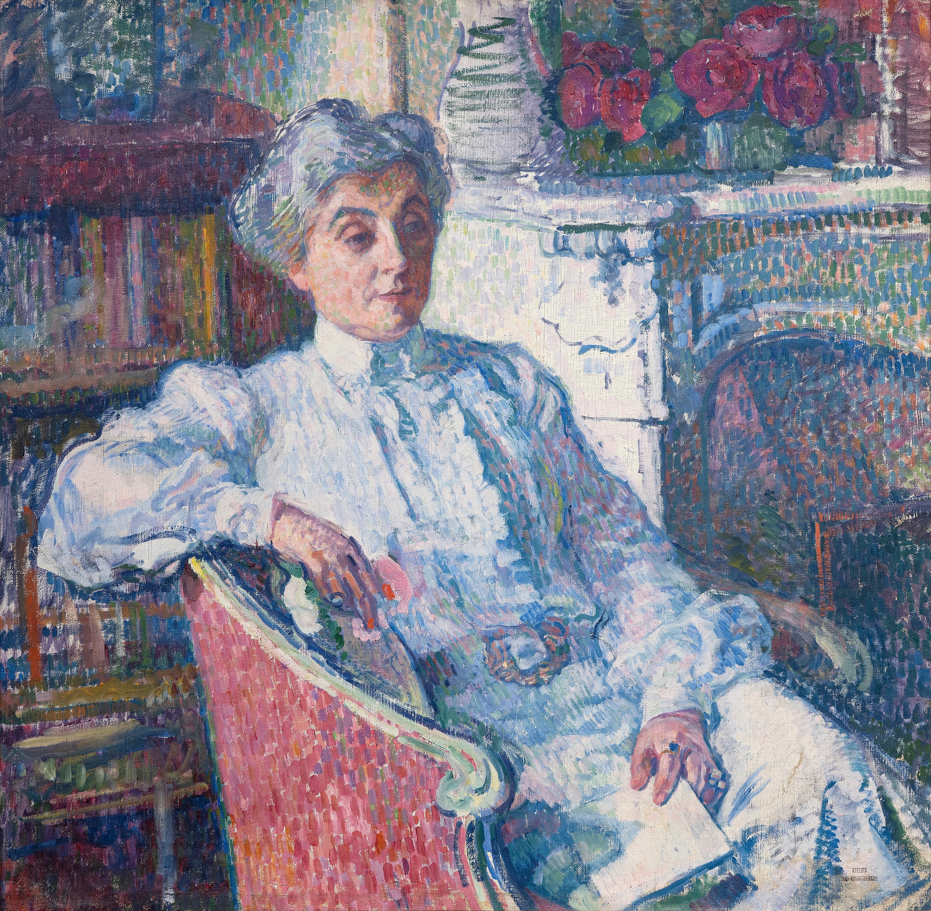 Maria Van Rysselberghe au coin du feu - Painting by Theo van Rysselberghe