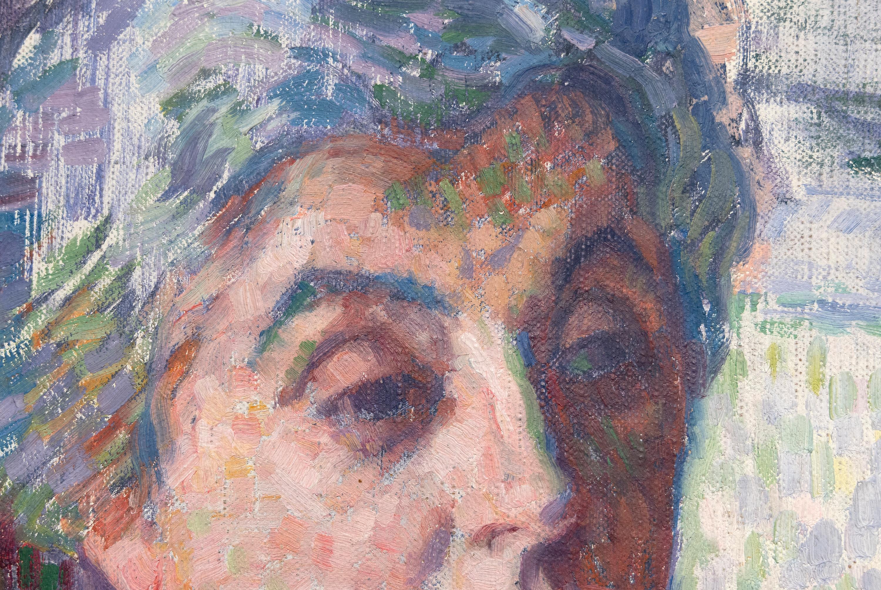 Maria Van Rysselberghe au coin du feu - Post-Impressionist Painting by Theo van Rysselberghe
