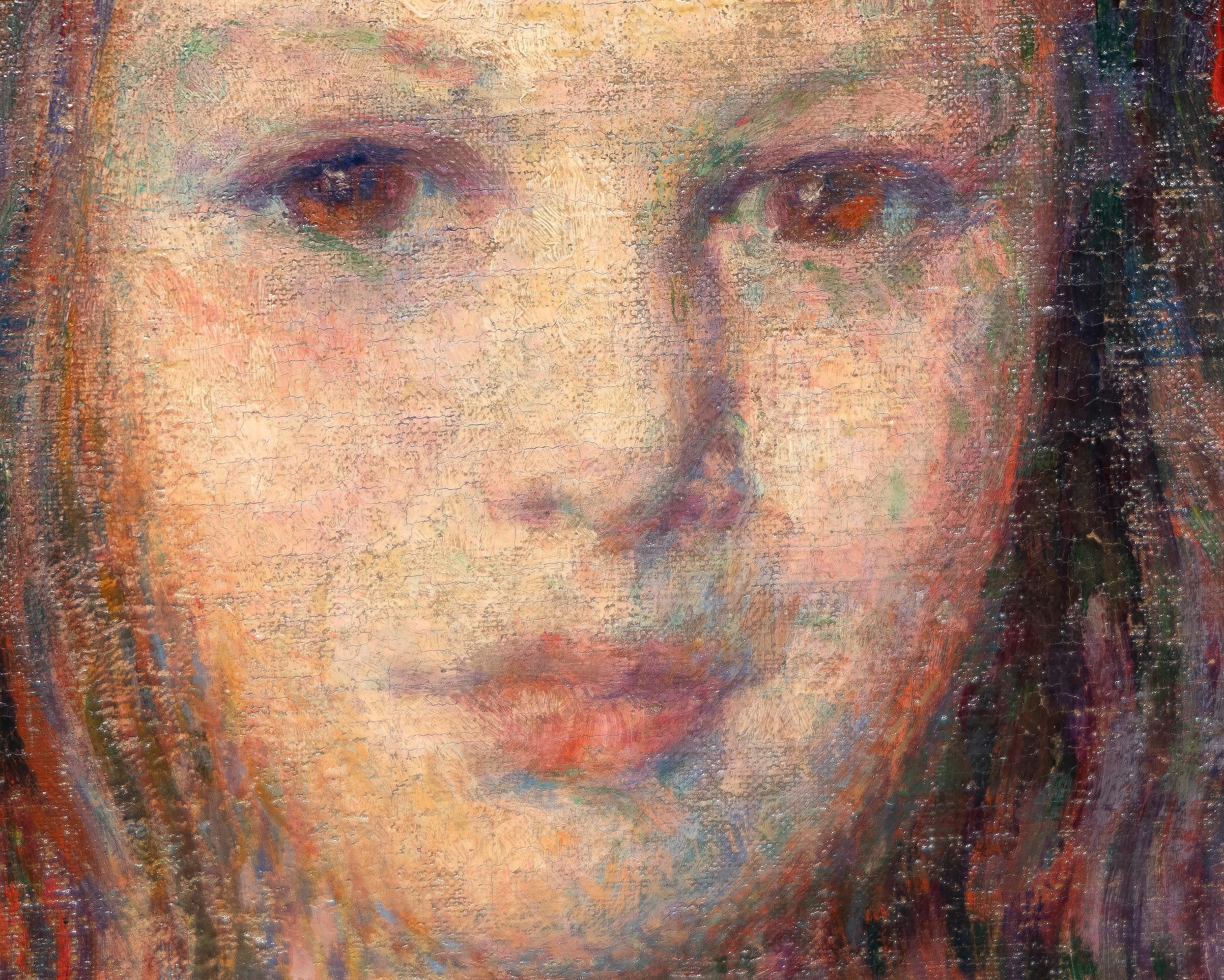 Porträt von Sylvie Lacombe (Braun), Portrait Painting, von Theo van Rysselberghe