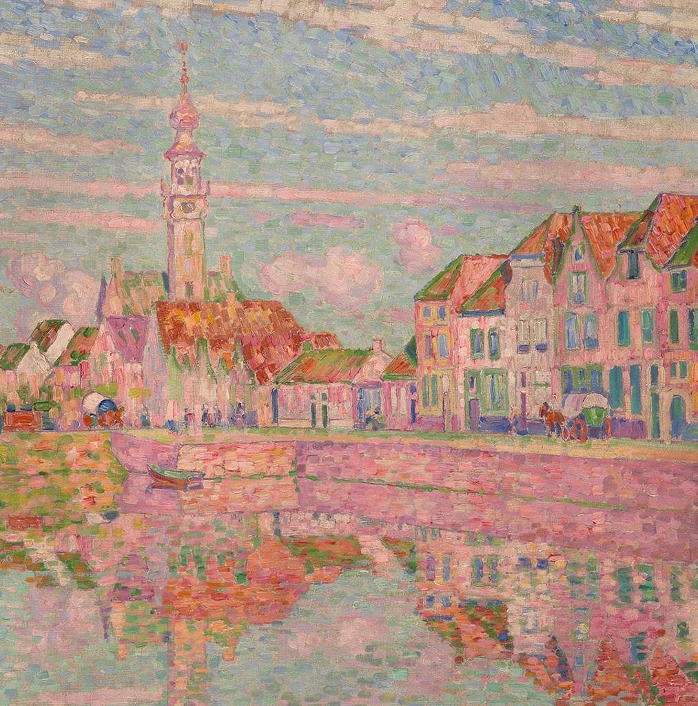 Soleil couchant à Veere, 1906 - Impressionist Painting by Theo van Rysselberghe