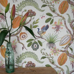Theobroma Tree of Life Gold on Flax Wallpaper