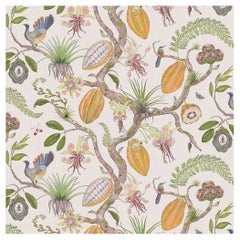 Theobroma Baum des Lebens, Gold auf Flax-Tapete