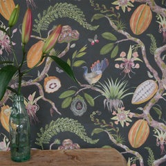 Theobroma Tree of Life Gold on Navy Wallpaper