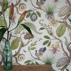 Theobroma Tree of Life Leaf on Flax Wallpaper