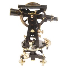 Antique Theodolite of Burnished Brass Signed Casella Second Half of the 19th Century