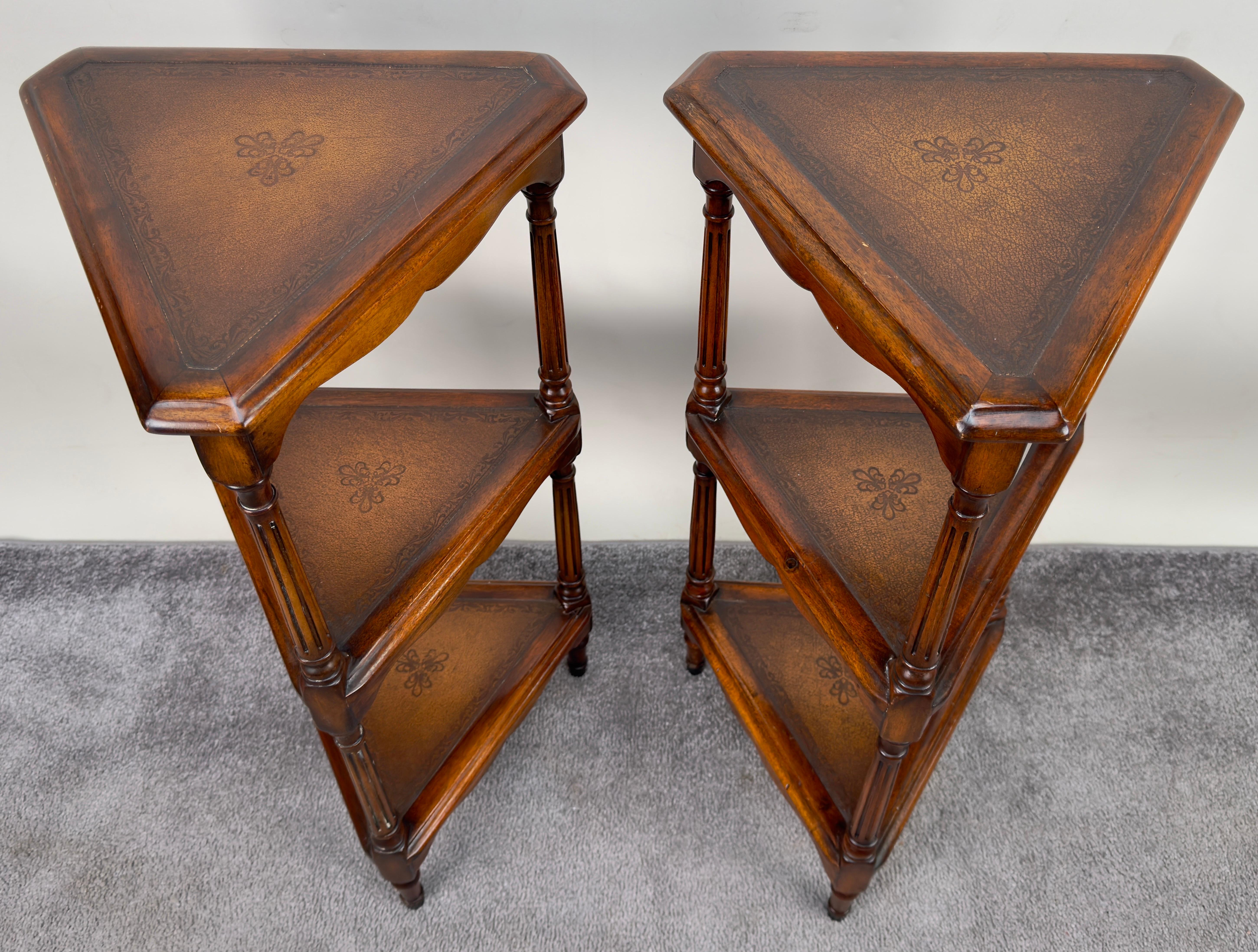 Theodor Alexander Hollywood Regency Style 3-Tiered Pedestal or Etagere , a Pair  In Good Condition For Sale In Plainview, NY