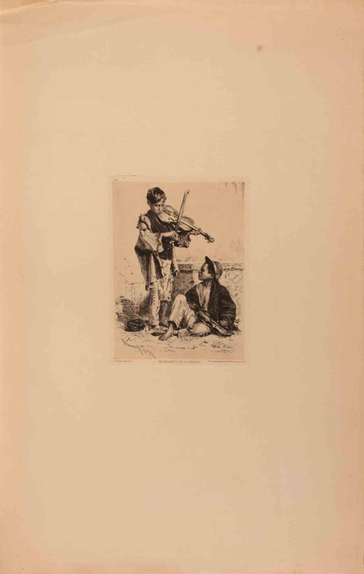 Musikanten ist ein druckgrafisches Kunstwerk von Theodor Aman (1831-1891), Ende des 19.

Radierung auf Papier

Signiert auf der Platte, Bildgröße 15x12 cm

Gute Bedingungen.