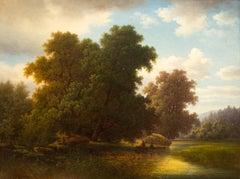 A Father With His Son on a Boat Trip (Père avec son fils sur un bateau) par Theodor Billing, huile sur toile, signée